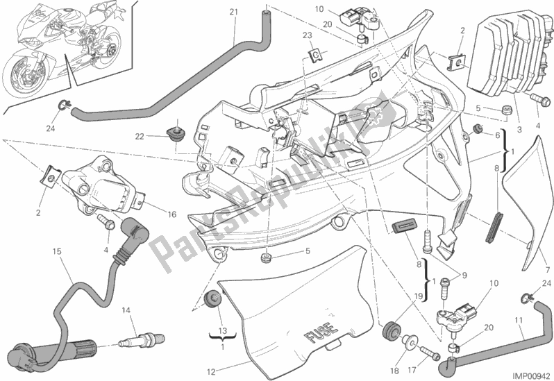 Alle onderdelen voor de Impianto Elettrico Sinistro van de Ducati Superbike 1299S ABS Brasil 2016